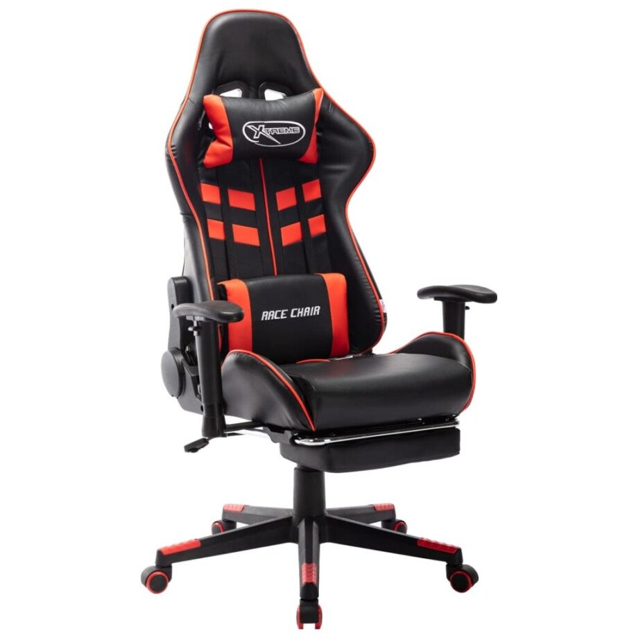 vidaXL Gamestoel met voetensteun kunstleer zwart en rood vidaXL Gamestoel met voetensteun kunstleer zwart en rood afbeelding 1