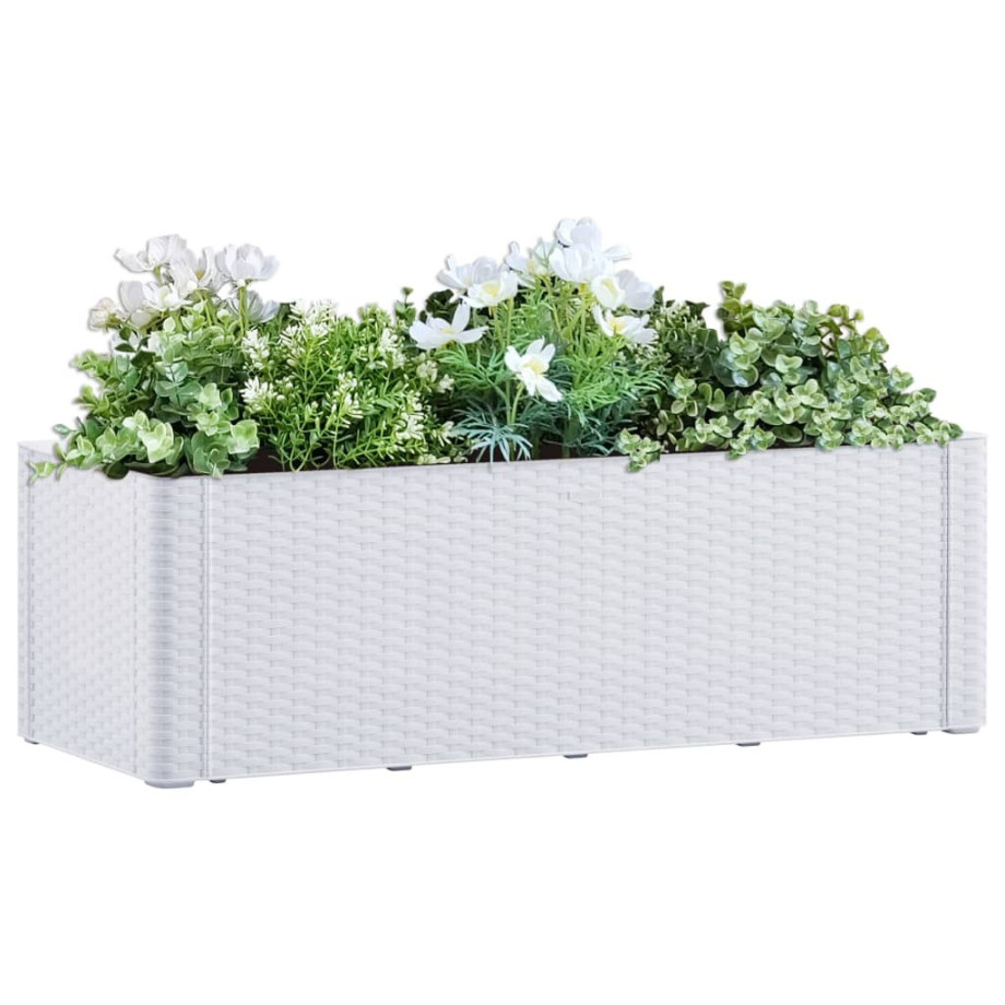 vidaXL Plantenbak hoog met zelfbewateringssysteem 100x43x33 cm wit afbeelding 1