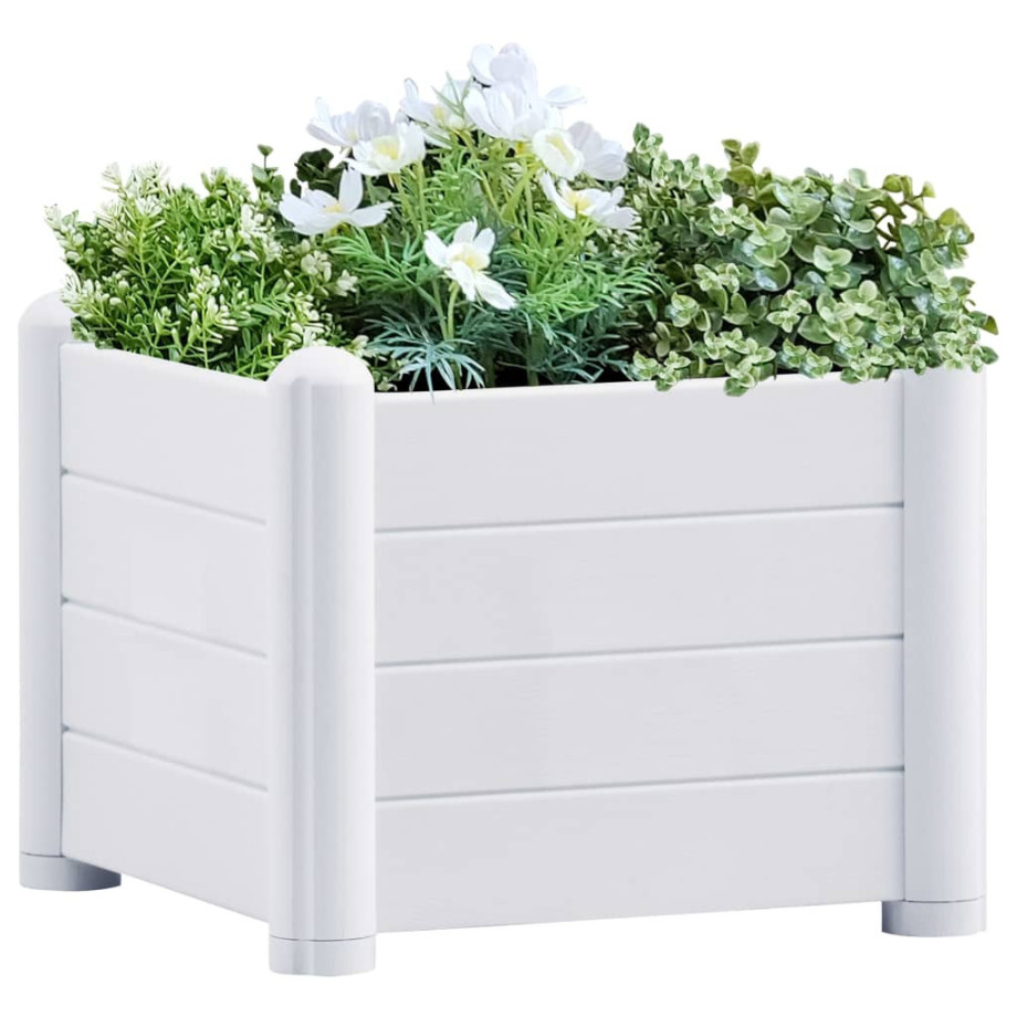 vidaXL Plantenbak verhoogd 43x43x35 cm PP wit afbeelding 1