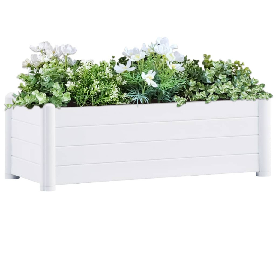 vidaXL Plantenbak verhoogd 100x43x35 cm PP wit afbeelding 1