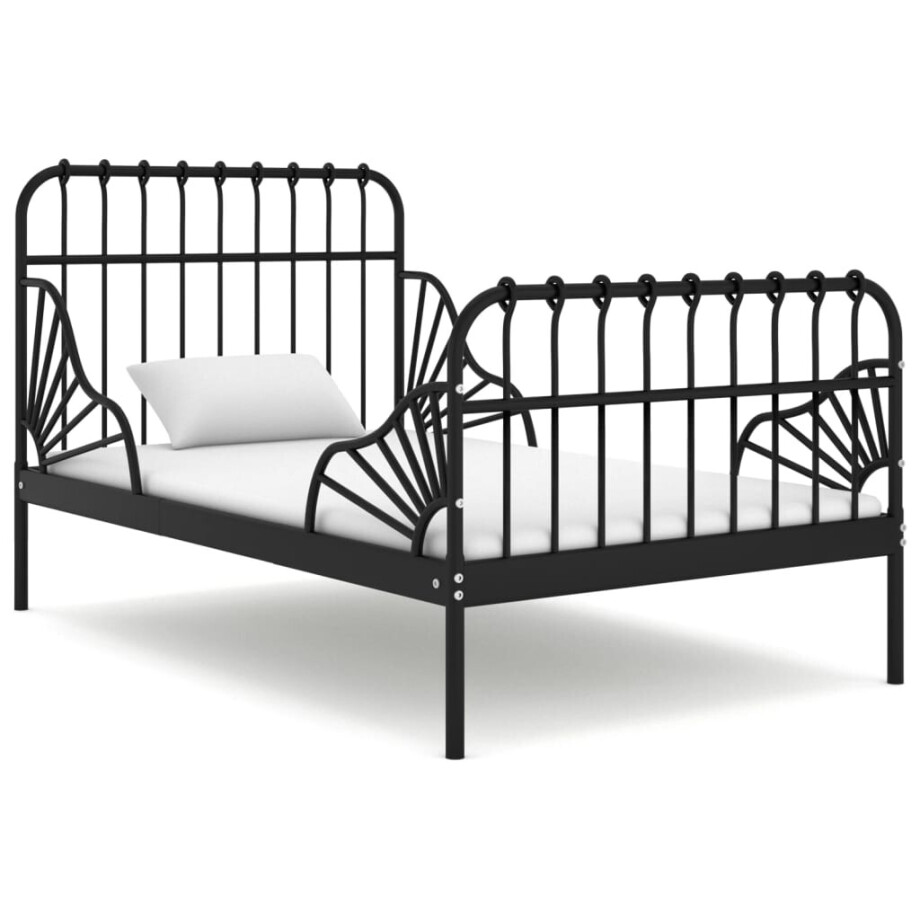 vidaXL Bedframe verlengbaar metaal zwart 80x130/200 cm vidaXL Bedframe verlengbaar metaal zwart 80x130/200 cm afbeelding 1
