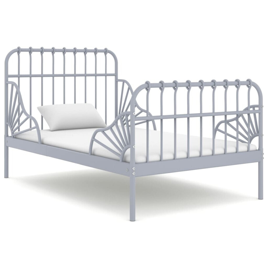 vidaXL Bedframe verlengbaar metaal grijs 80x130/200 cm afbeelding 1