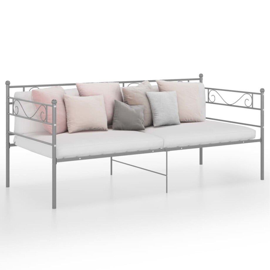 vidaXL Slaapbank metaal grijs 90x200 cm afbeelding 1