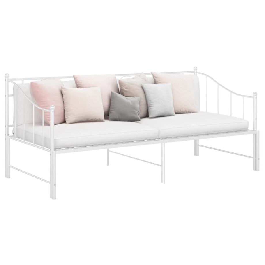 vidaXL Slaapbank uittrekbaar metaal wit 90x200 cm afbeelding 1