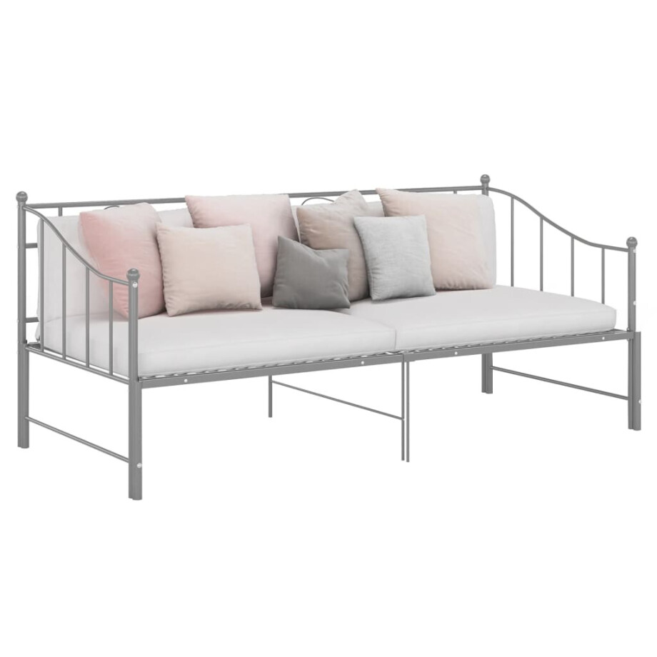 vidaXL Slaapbank uittrekbaar metaal grijs 90x200 cm afbeelding 1