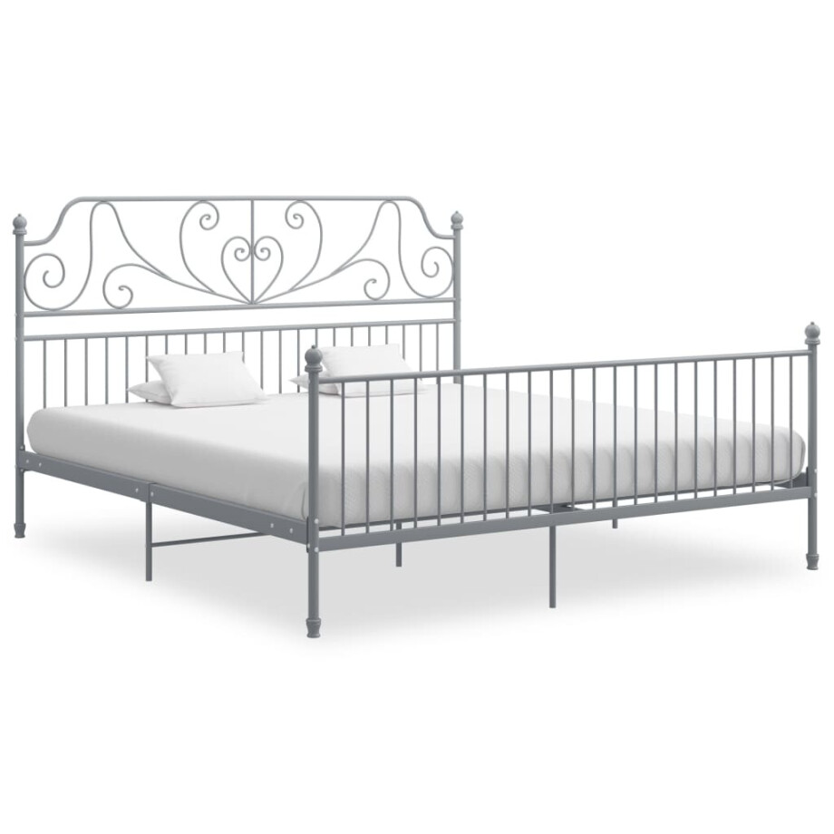 vidaXL Bedframe metaal grijs 200x200 cm afbeelding 1