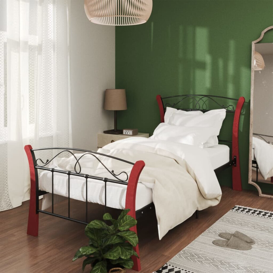 vidaXL Bedframe metaal zwart 90x200 cm afbeelding 1