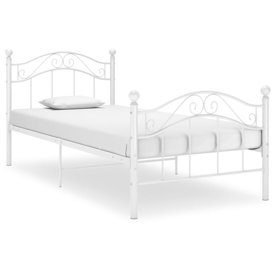 vidaXL Bedframe metaal wit 90x200 cm afbeelding 1