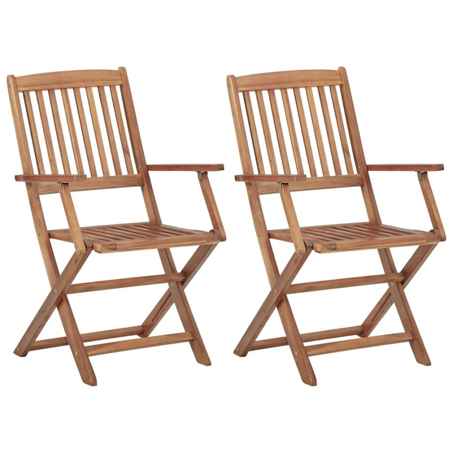 vidaXL Tuinstoelen 2 st inklapbaar massief acaciahout vidaXL Tuinstoelen 2 st inklapbaar massief acaciahout afbeelding 1