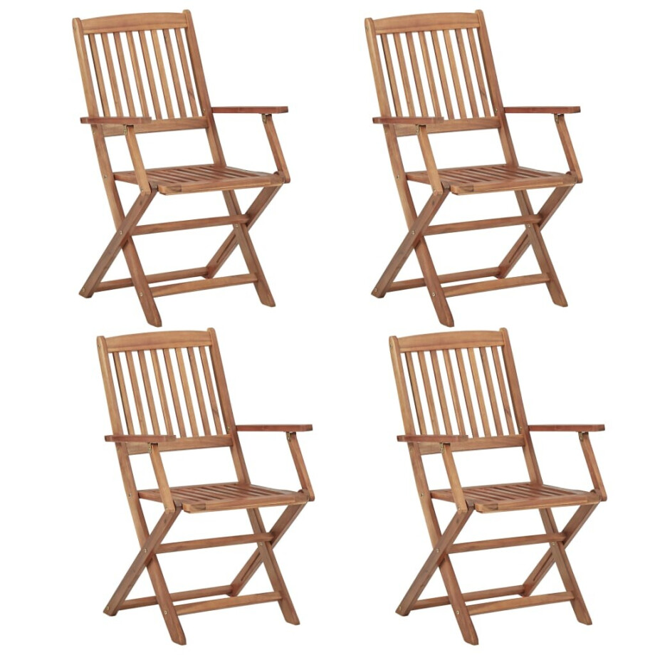 vidaXL Tuinstoelen 4 st inklapbaar massief acaciahout vidaXL Tuinstoelen 4 st inklapbaar massief acaciahout afbeelding 1