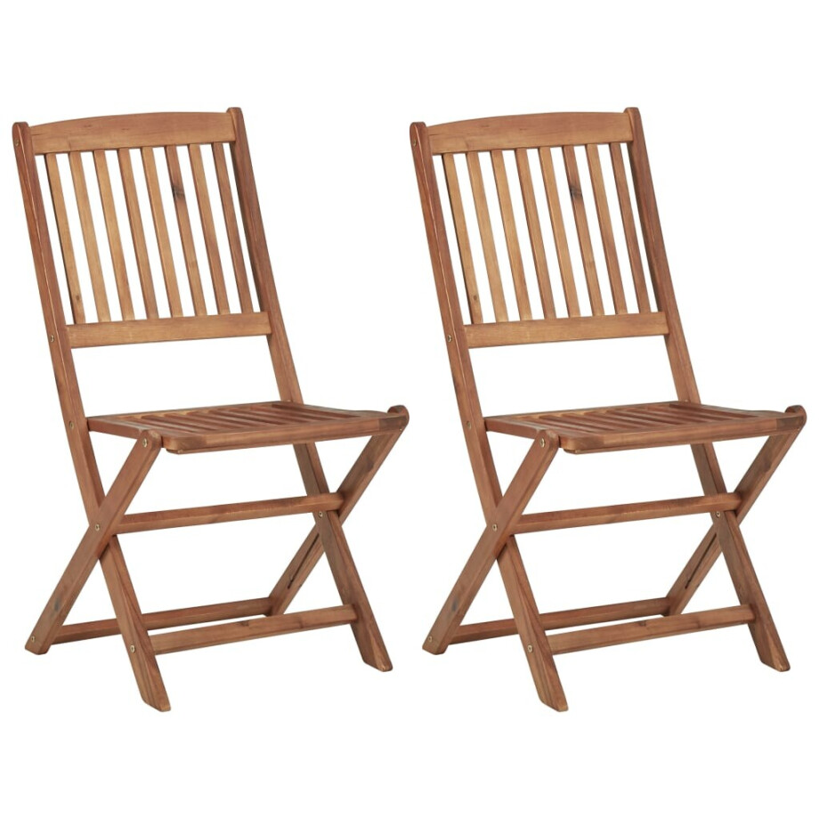 vidaXL Tuinstoelen 2 st inklapbaar massief acaciahout vidaXL Tuinstoelen 2 st inklapbaar massief acaciahout afbeelding 1