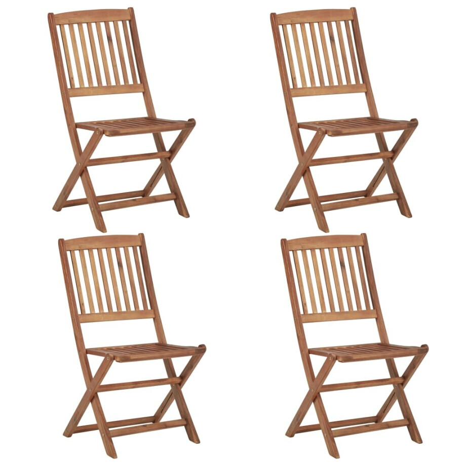 vidaXL Tuinstoelen 4 st inklapbaar massief acaciahout afbeelding 1