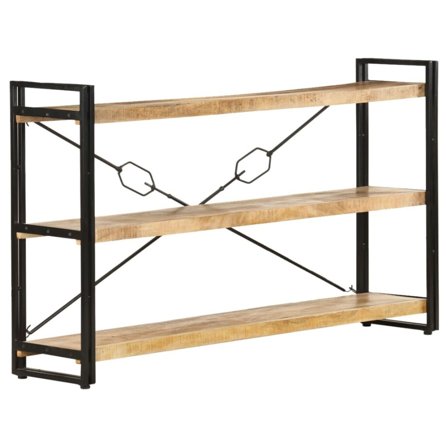 vidaXL Boekenkast met 3 schappen 140x30x80 cm massief mangohout afbeelding 1