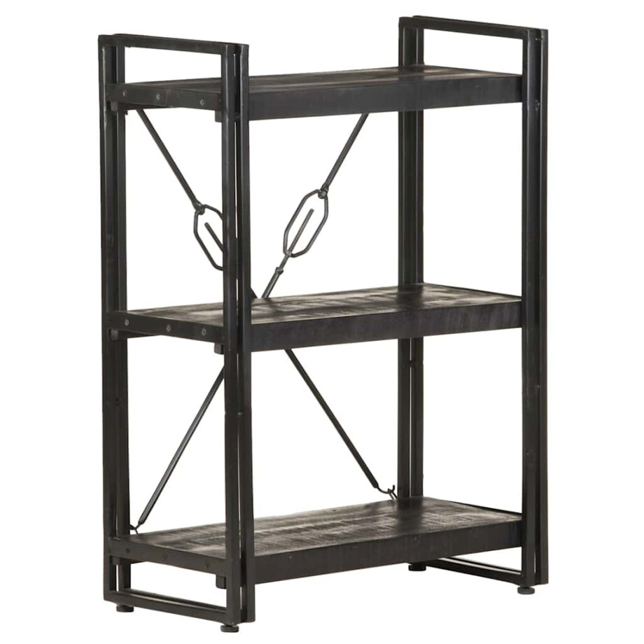 vidaXL Boekenkast met 3 schappen 60x30x80 cm massief mangohout zwart vidaXL Boekenkast met 3 schappen 60x30x80 cm massief mangohout zwart afbeelding 1