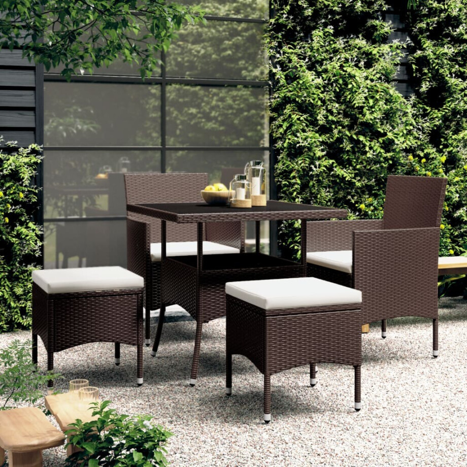 vidaXL 5-delige Loungeset poly rattan bruin afbeelding 1