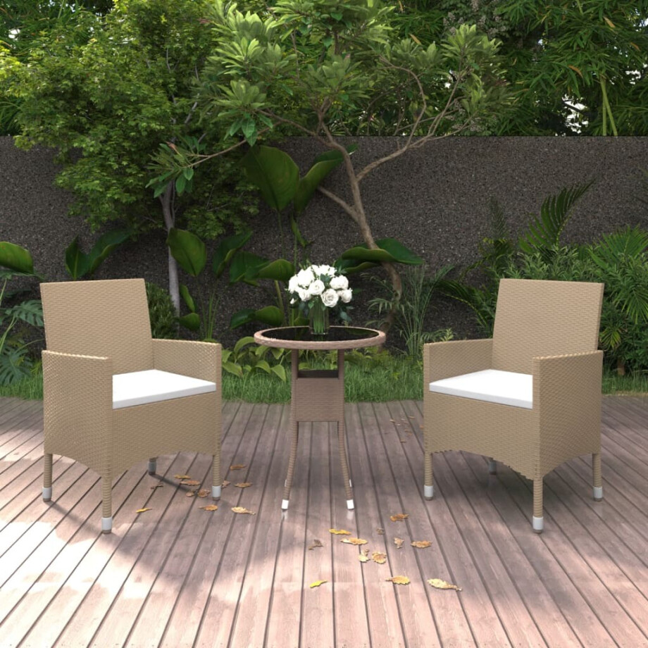 vidaXL 3-delige Tuinset poly rattan beige vidaXL 3-delige Tuinset poly rattan beige afbeelding 1