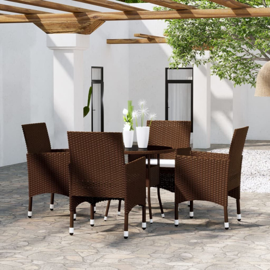 vidaXL 5-delige Tuinset poly rattan bruin afbeelding 1