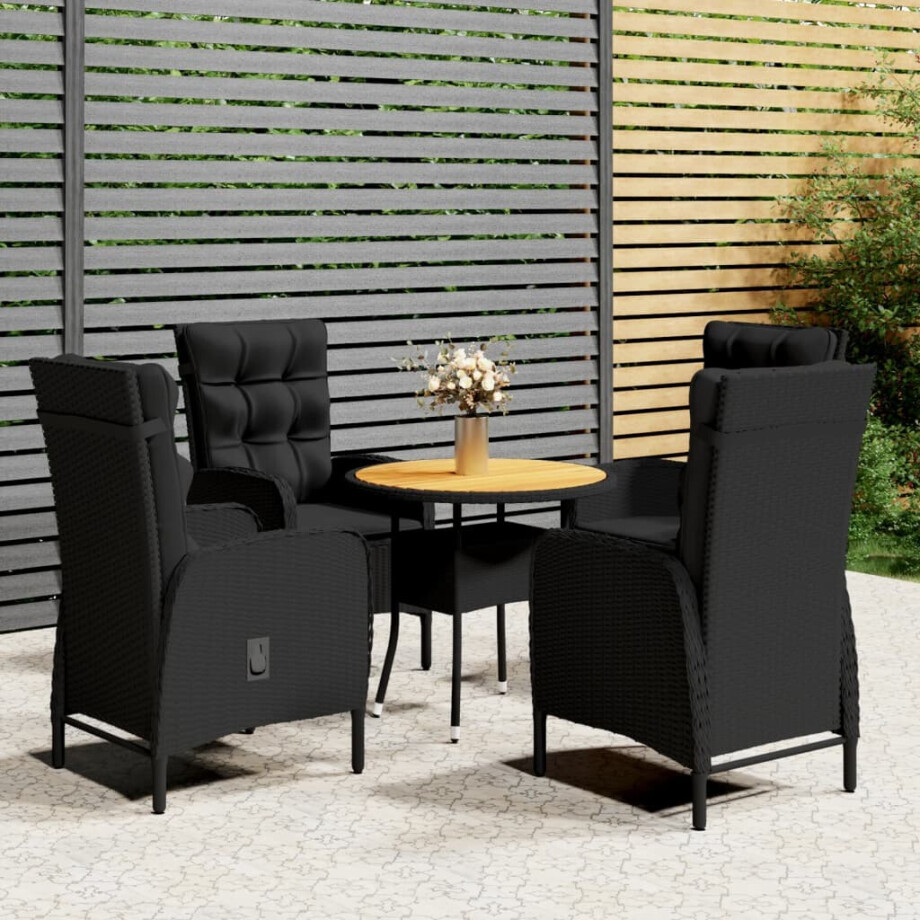 vidaXL 5-delige Tuinset poly rattan zwart afbeelding 1