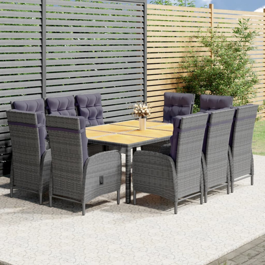 vidaXL 11-delige Tuinset poly rattan grijs vidaXL 11-delige Tuinset poly rattan grijs afbeelding 1