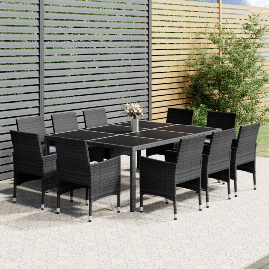 vidaXL 11-delige Tuinset poly rattan grijs afbeelding 1