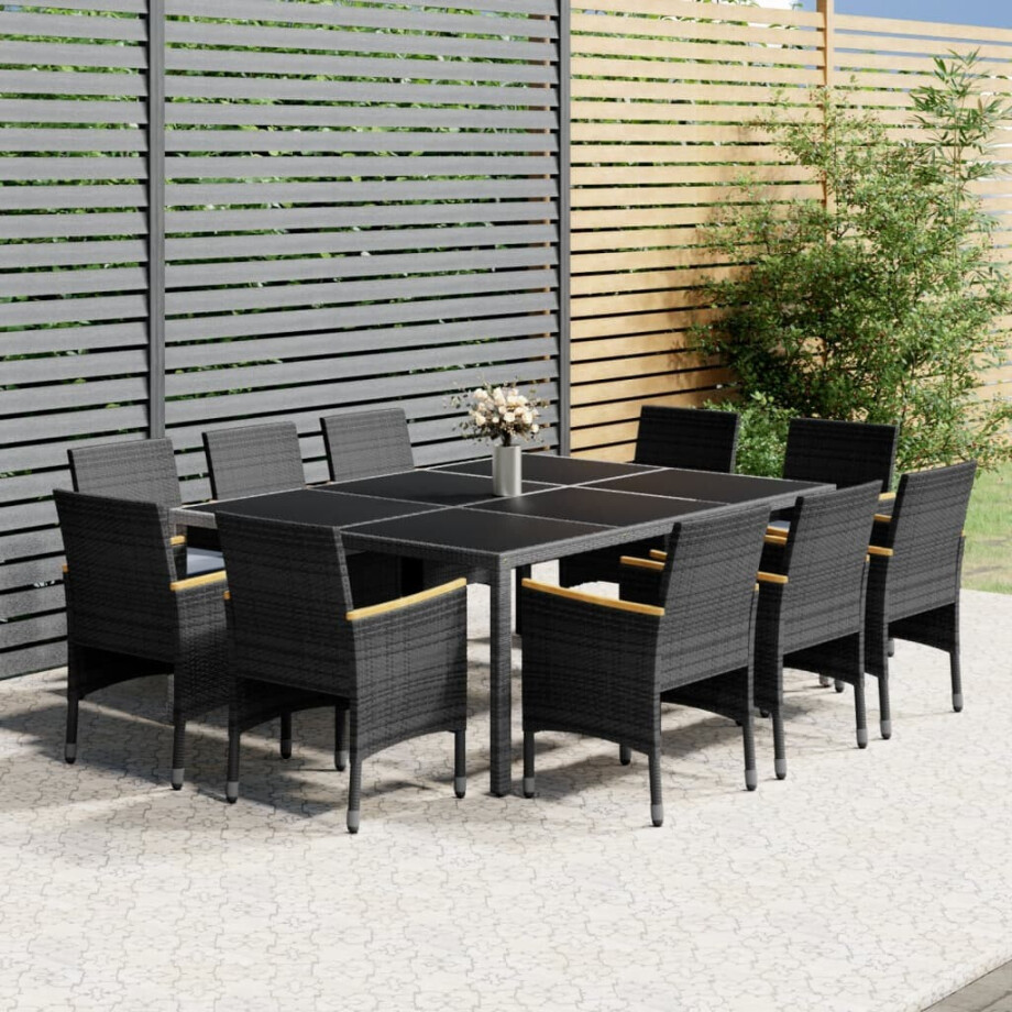 vidaXL 11-delige Tuinset poly rattan grijs afbeelding 1