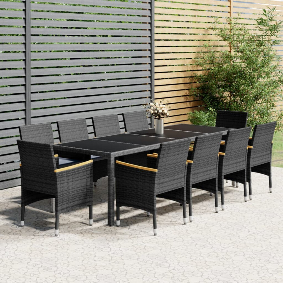 vidaXL 11-delige Tuinset poly rattan grijs afbeelding 1