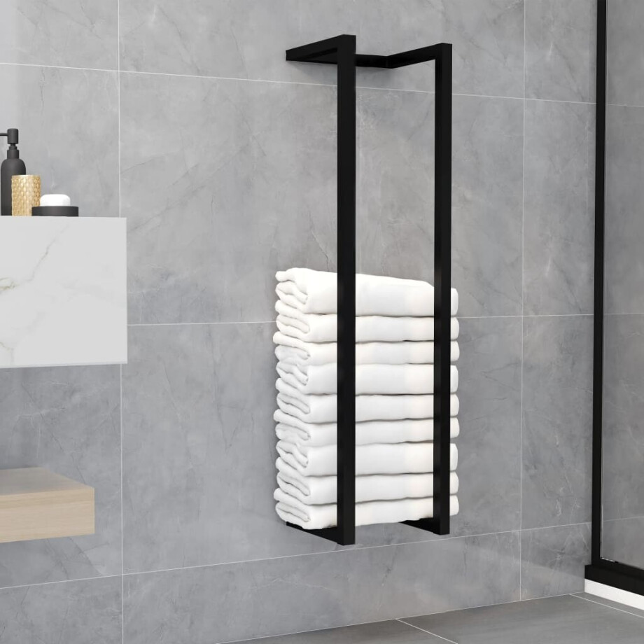 vidaXL Handdoekenrek 25x20x95 cm ijzer zwart afbeelding 1