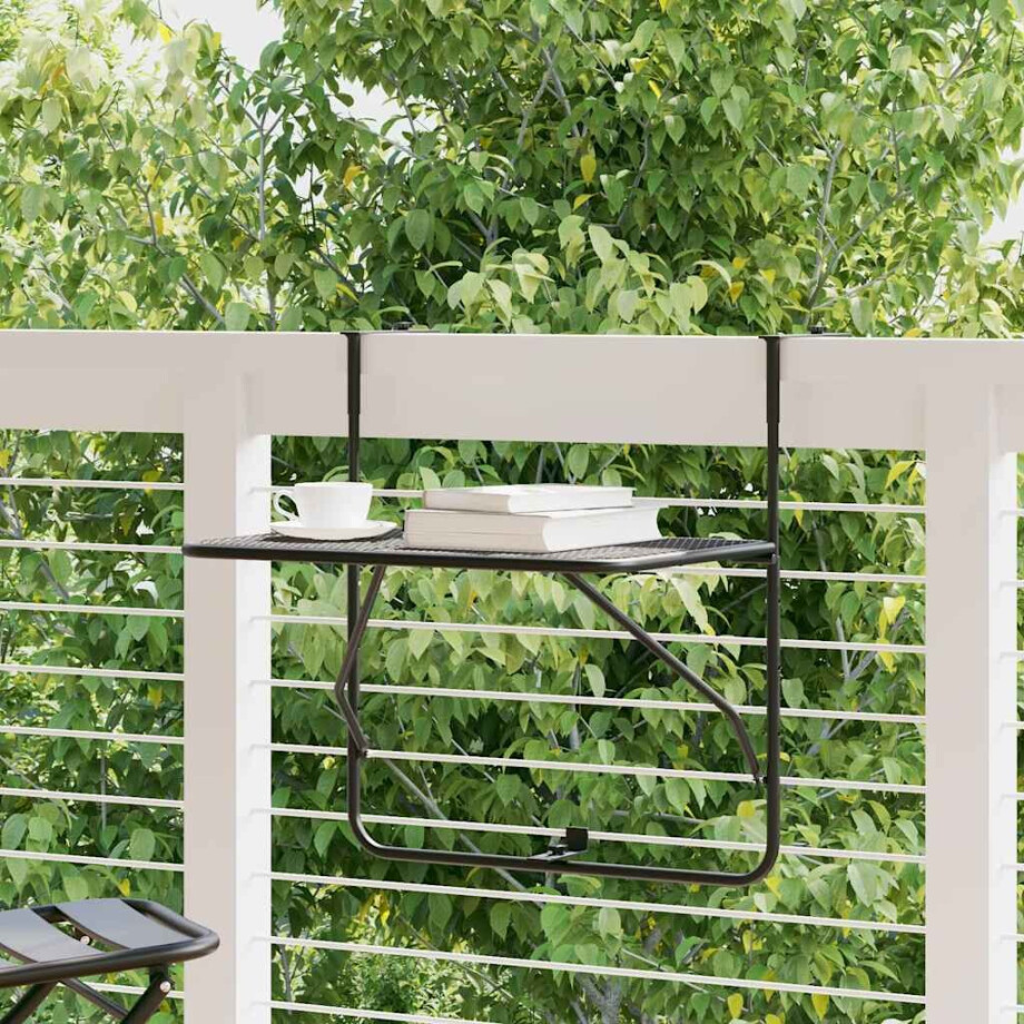 vidaXL Balkontafel 60x40 cm staal zwart afbeelding 1