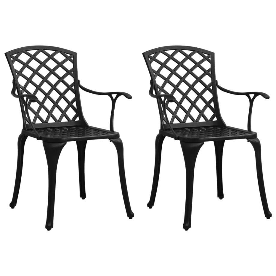 vidaXL Tuinstoelen 2 st gietaluminium zwart afbeelding 1