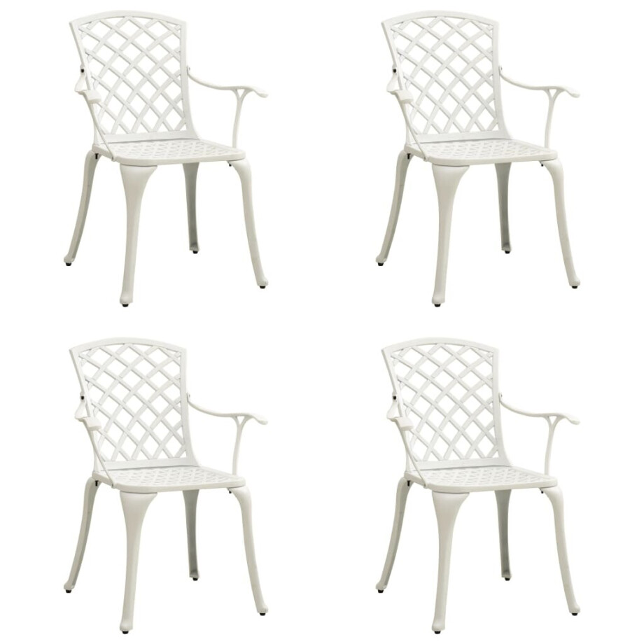 vidaXL Tuinstoelen 4 st gietaluminium wit vidaXL Tuinstoelen 4 st gietaluminium wit afbeelding 1