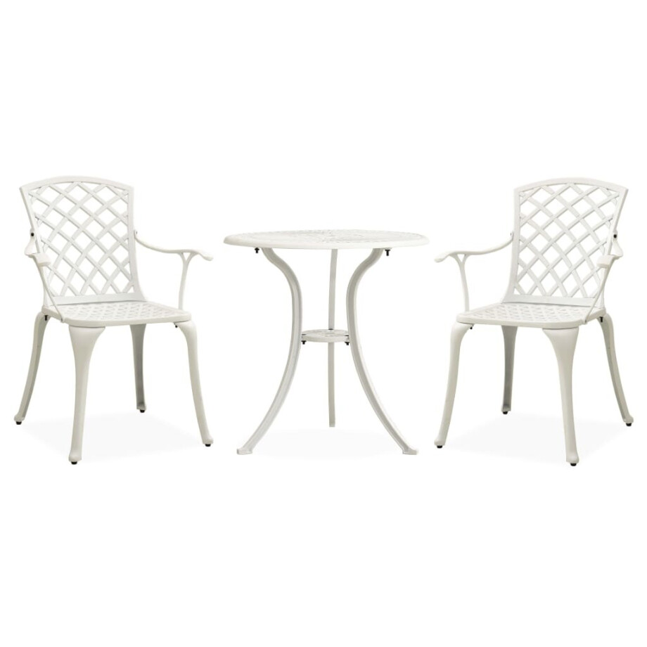 vidaXL 3-delige Bistroset gietaluminium wit afbeelding 1