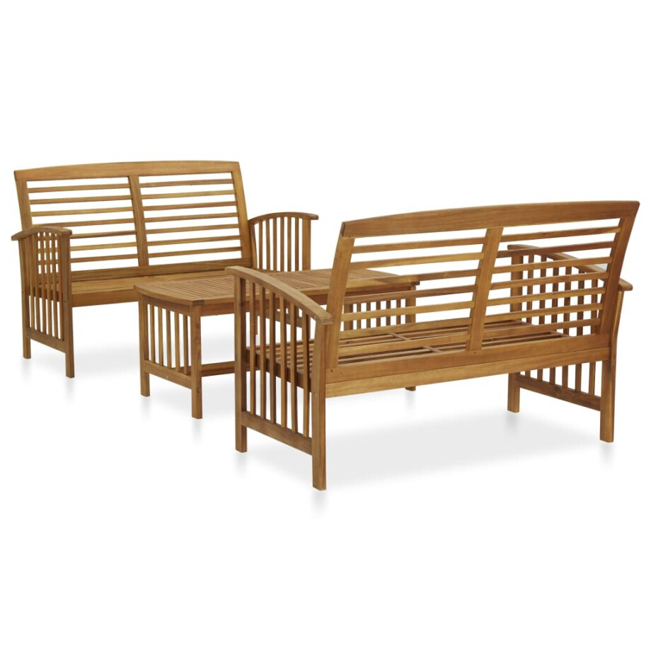 vidaXL 3-delige Loungeset massief acaciahout vidaXL 3-delige Loungeset massief acaciahout afbeelding 1