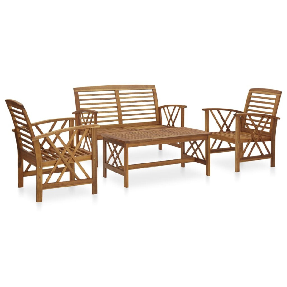 vidaXL 4-delige Loungeset massief acaciahout afbeelding 1