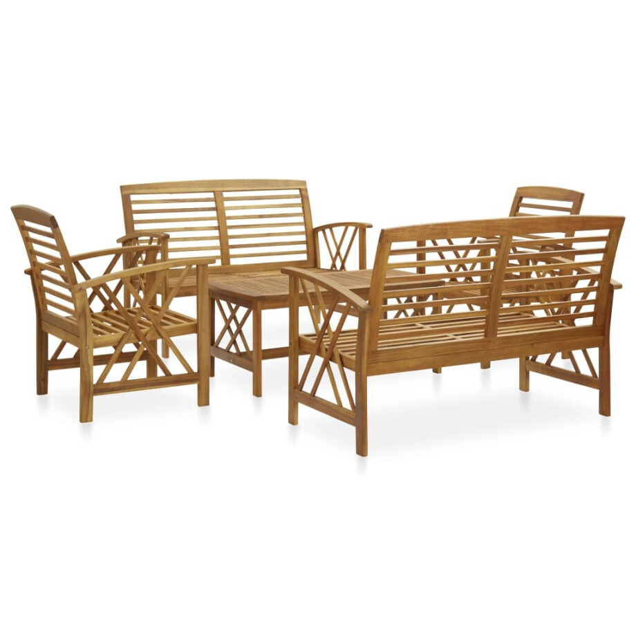 vidaXL 5-delige Loungeset massief acaciahout afbeelding 1