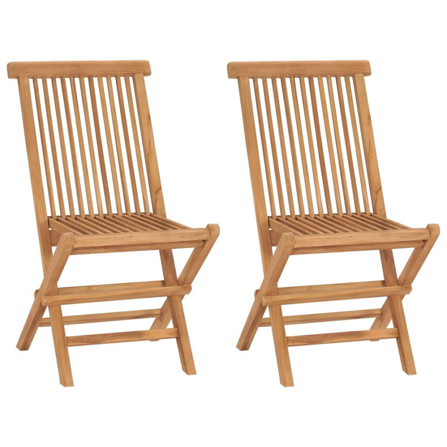 vidaXL Tuinstoelen 2 st inklapbaar massief teakhout vidaXL Tuinstoelen 2 st inklapbaar massief teakhout afbeelding 1