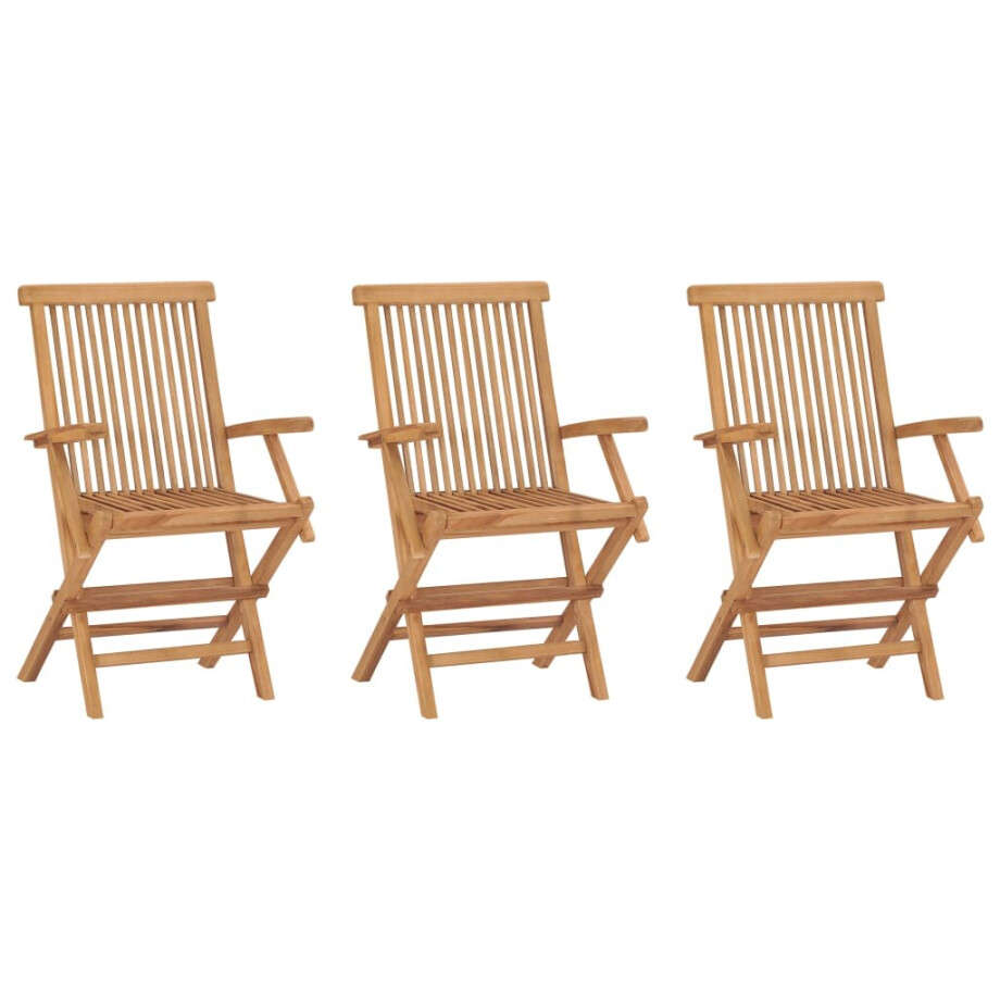 vidaXL Tuinstoelen 3 st inklapbaar massief teakhout afbeelding 1
