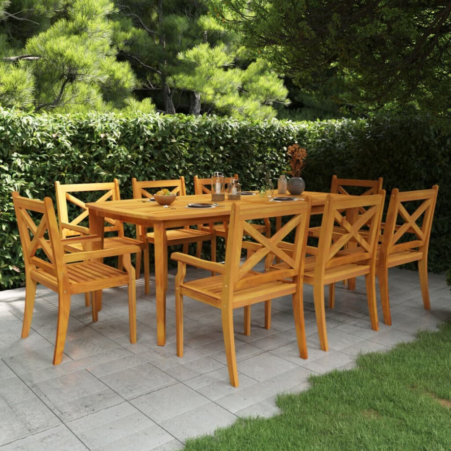 vidaXL 9-delige Tuinset massief acaciahout afbeelding 1