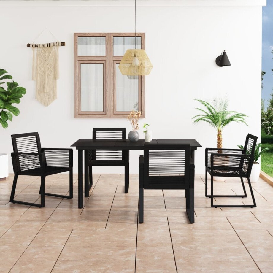 vidaXL 5-delige Tuinset PVC-rattan zwart afbeelding 1