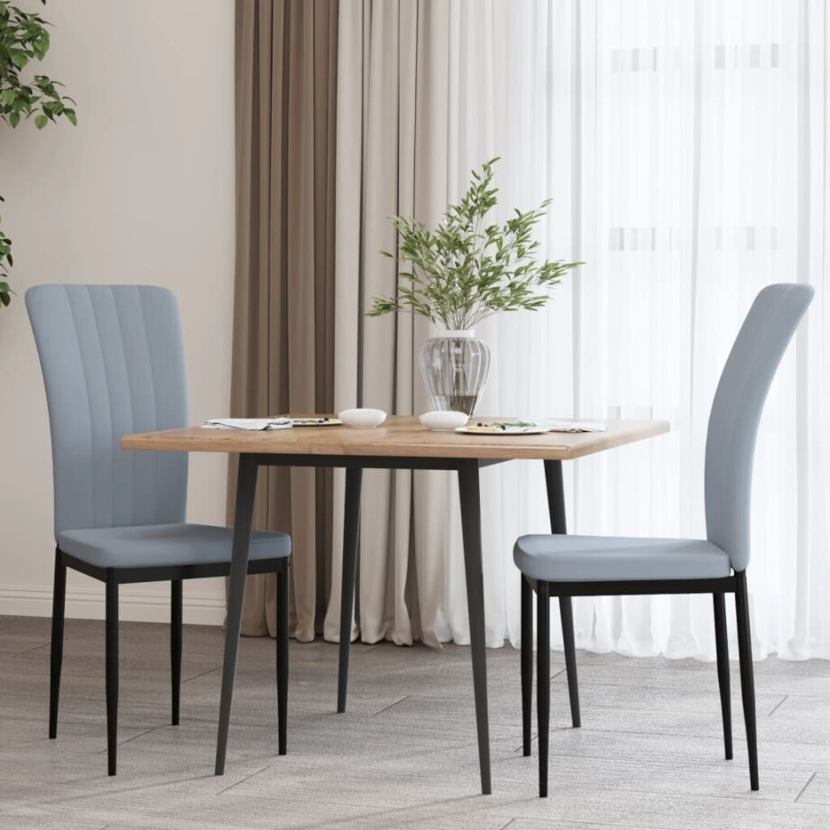 vidaXL Eetkamerstoelen 2 st fluweel lichtgrijs afbeelding 1