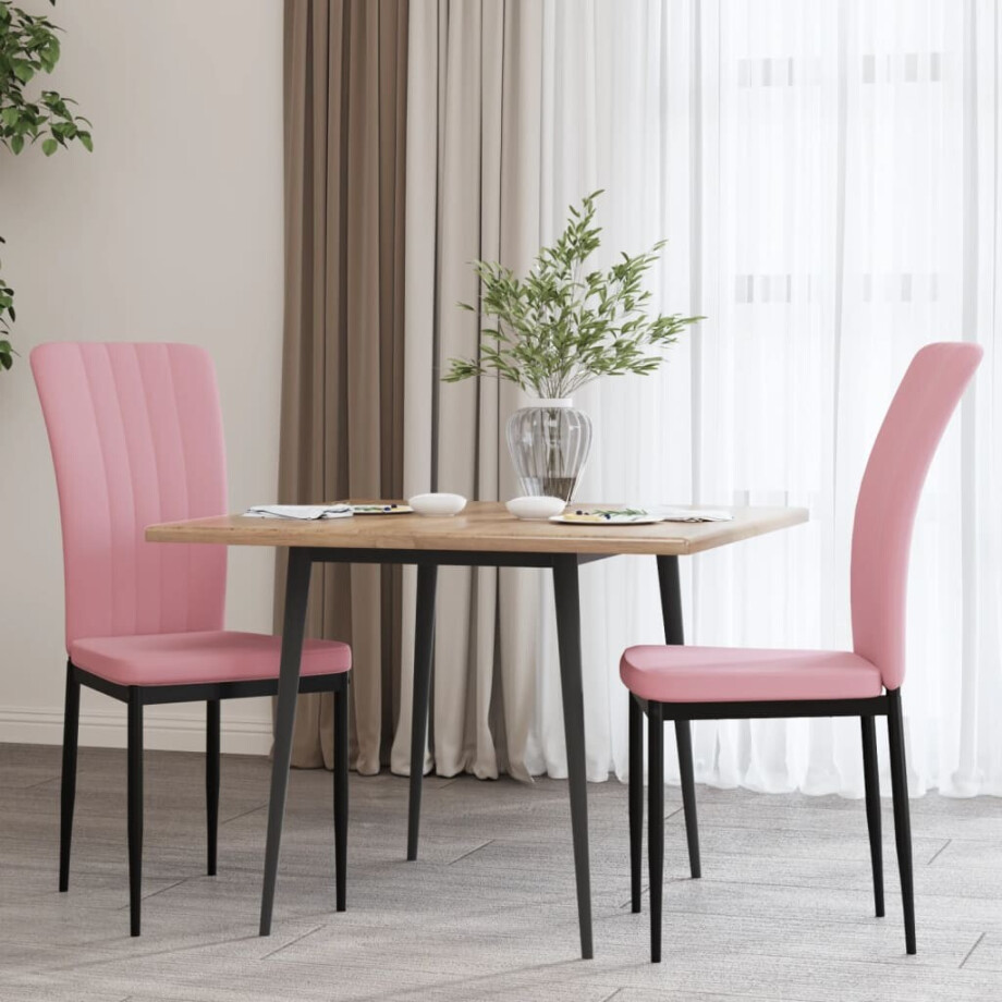 vidaXL Eetkamerstoelen 2 st fluweel roze vidaXL Eetkamerstoelen 2 st fluweel roze afbeelding 1