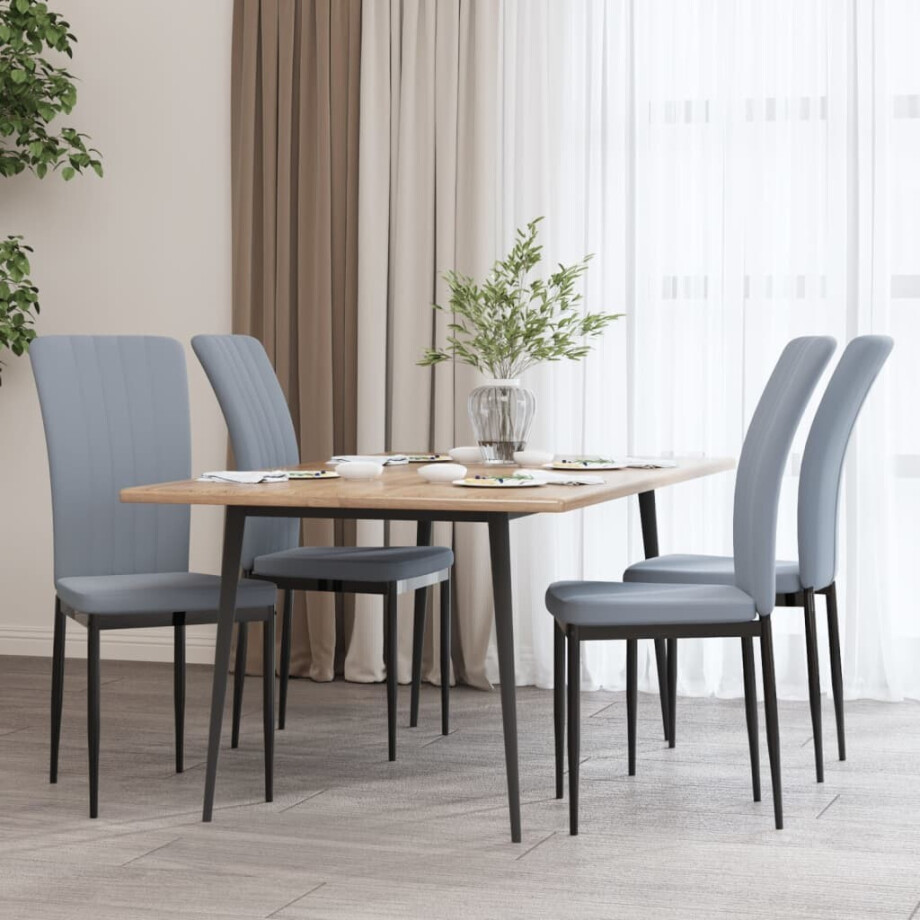 vidaXL Eetkamerstoelen 4 st fluweel lichtgrijs afbeelding 1