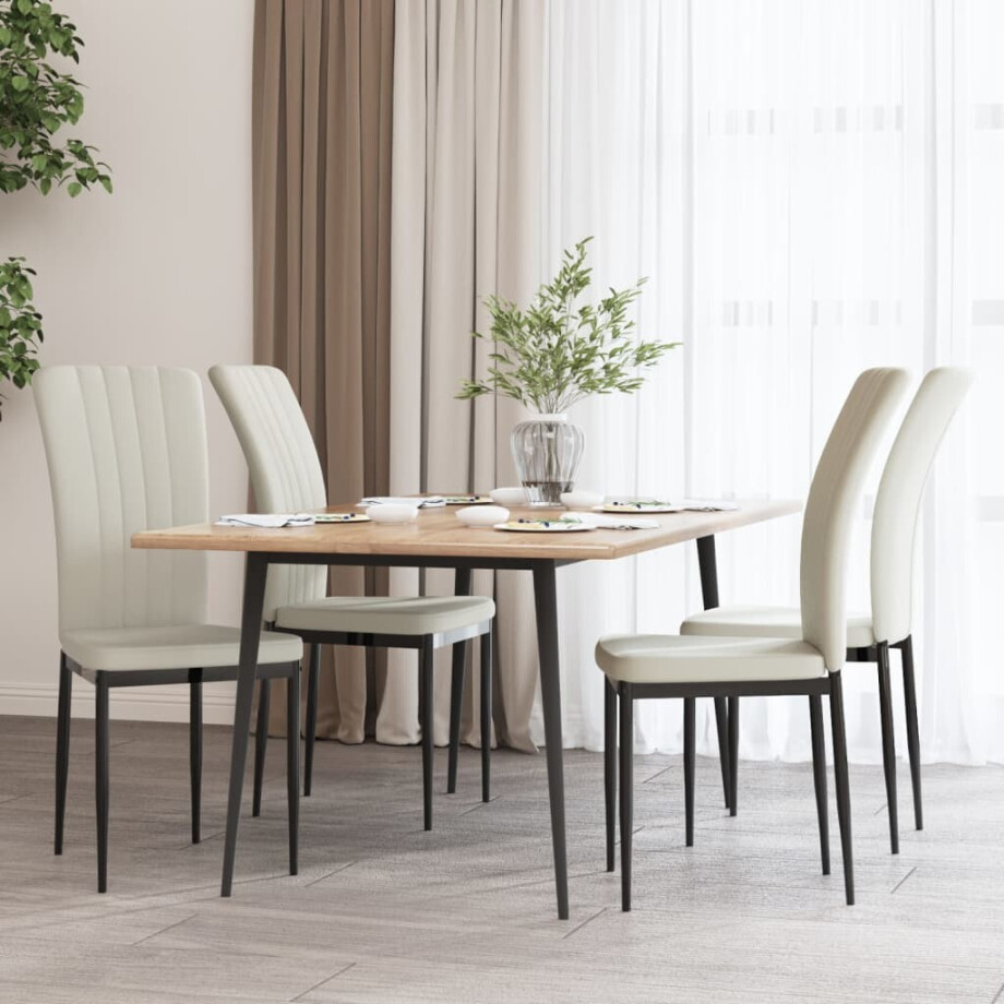 vidaXL Eetkamerstoelen 4 st fluweel crèmekleurig afbeelding 1