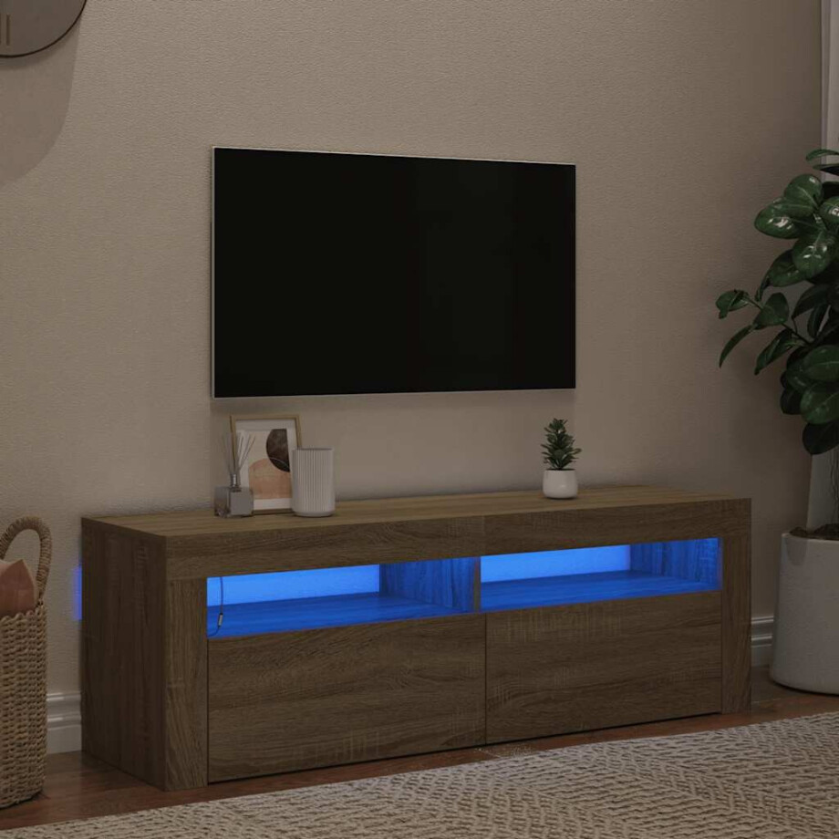 vidaXL Tv-meubel met LED-verlichting 120x35x40 cm sonoma eikenkleurig afbeelding 1