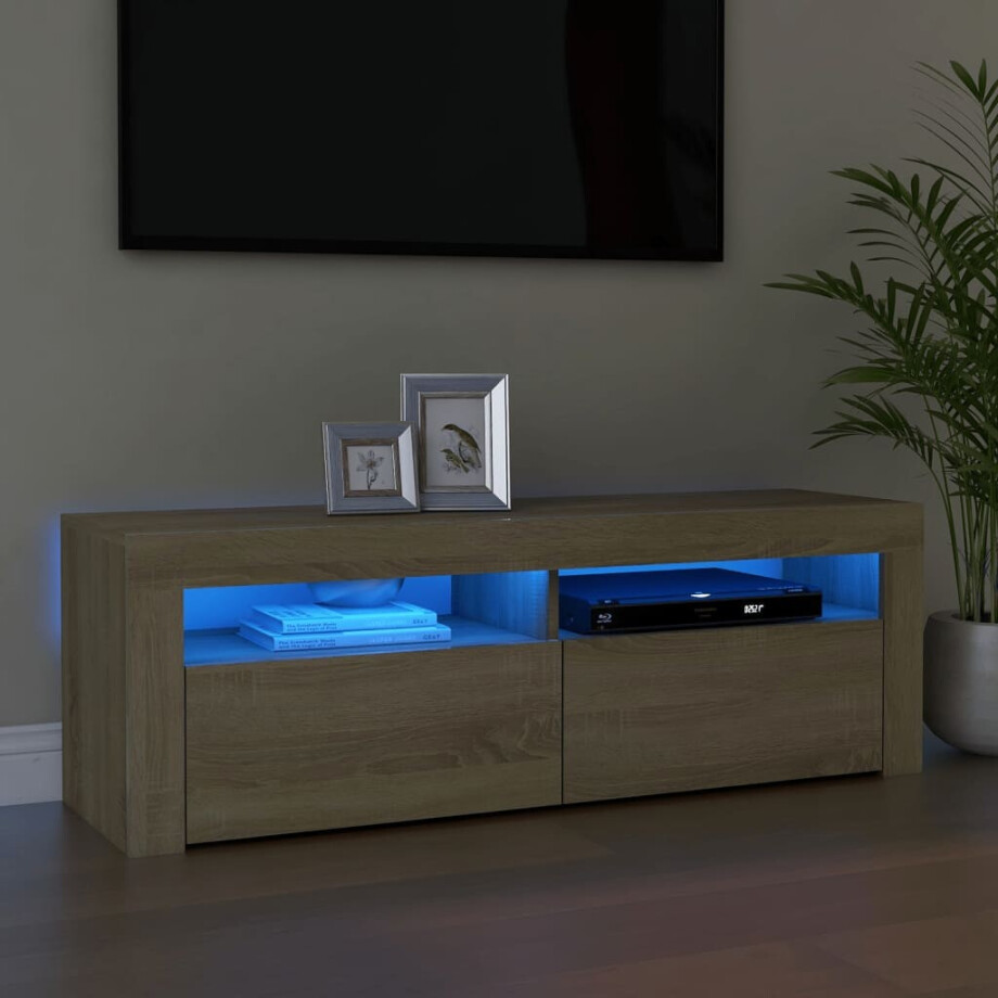 vidaXL Tv-meubel met LED-verlichting 120x35x40 cm sonoma eikenkleurig afbeelding 1