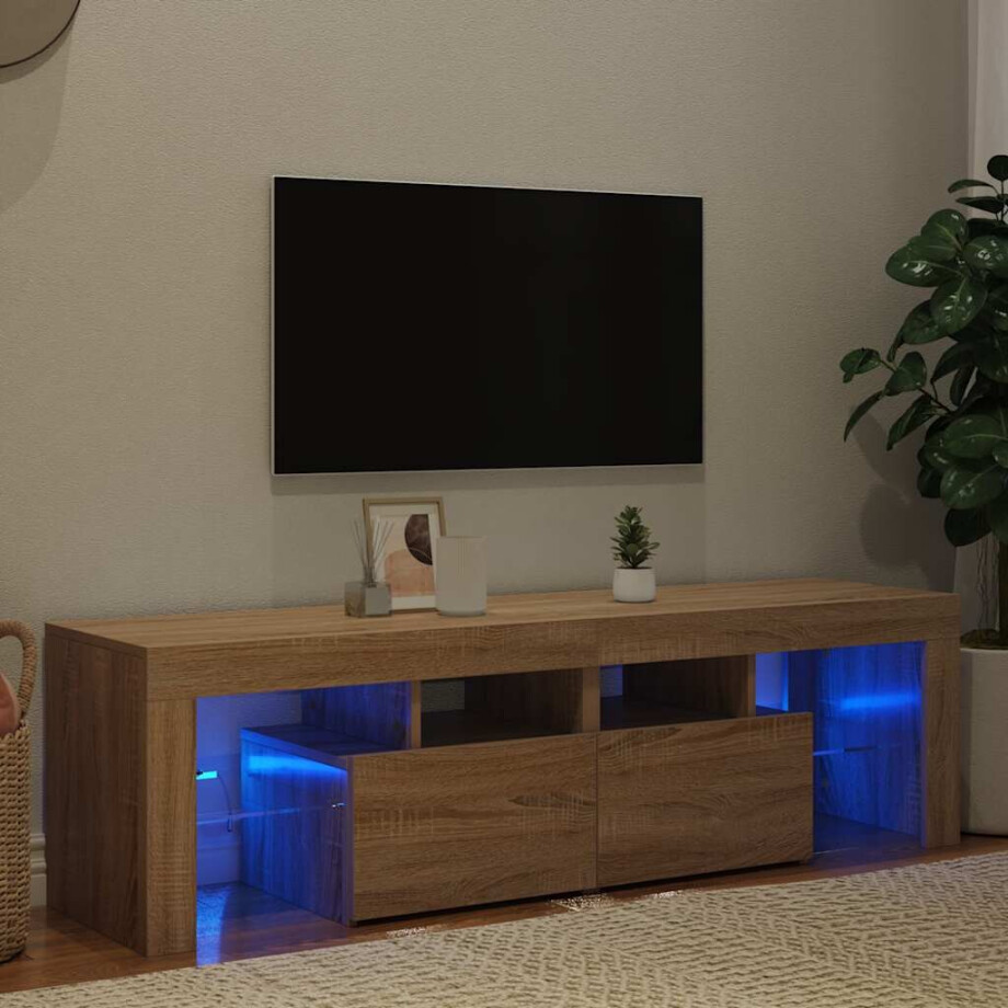 vidaXL Tv-meubel LED-verlichting 140x36,5x40 cm sonoma eikenkleurig vidaXL Tv-meubel LED-verlichting 140x36,5x40 cm sonoma eikenkleurig afbeelding 1