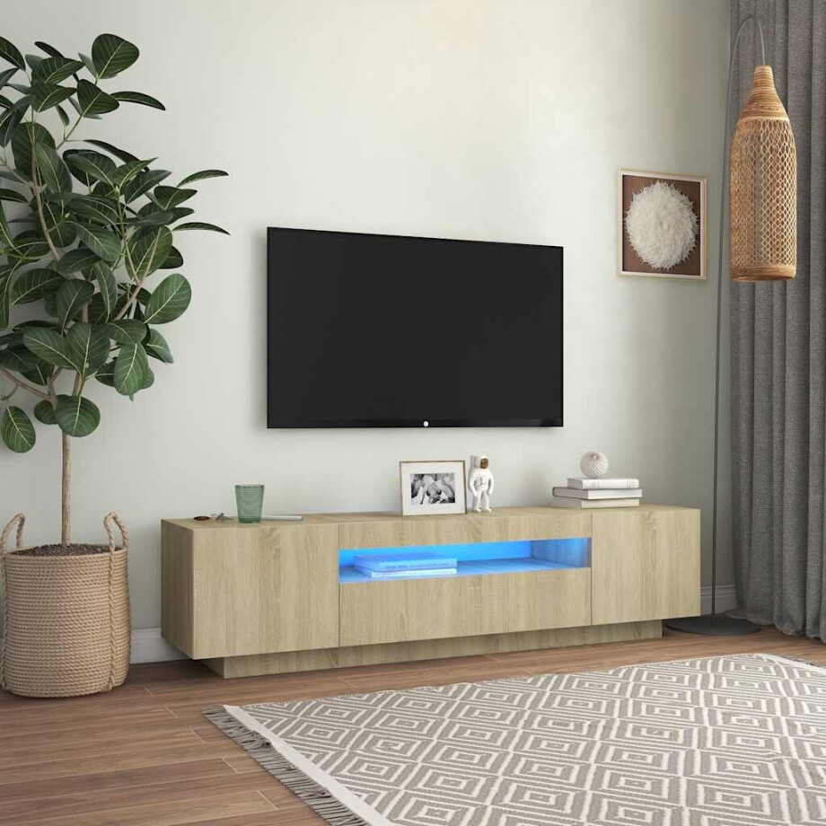 vidaXL Tv-meubel met LED-verlichting 160x35x40 cm sonoma eikenkleurig afbeelding 1