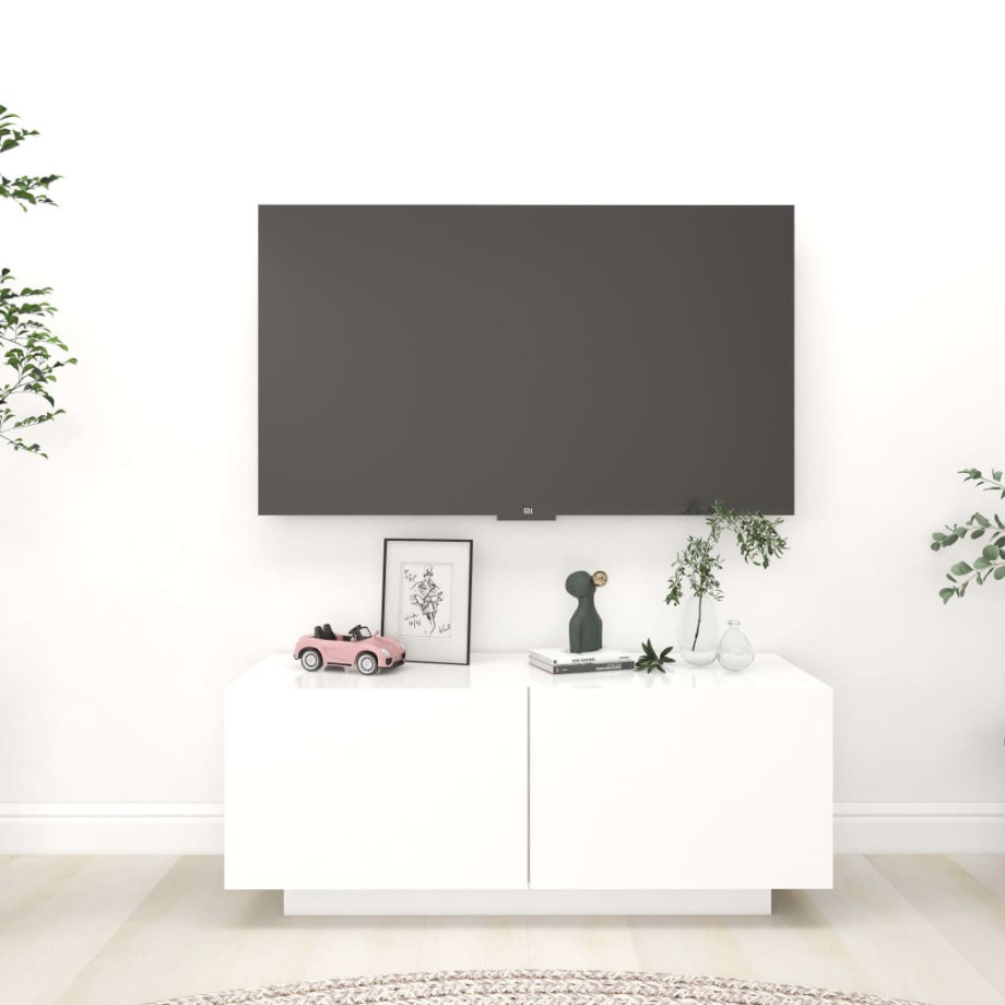 vidaXL Tv-meubel 100x35x40 cm bewerkt hout wit afbeelding 1