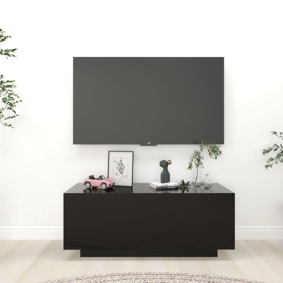vidaXL Tv-meubel 100x35x40 cm spaanplaat zwart afbeelding 1