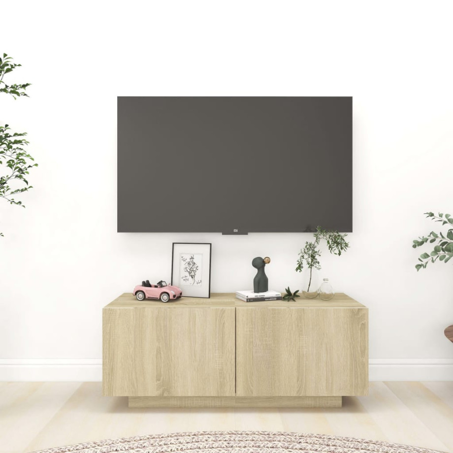 vidaXL Tv-meubel 100x35x40 cm spaanplaat sonoma eikenkleurig afbeelding 1