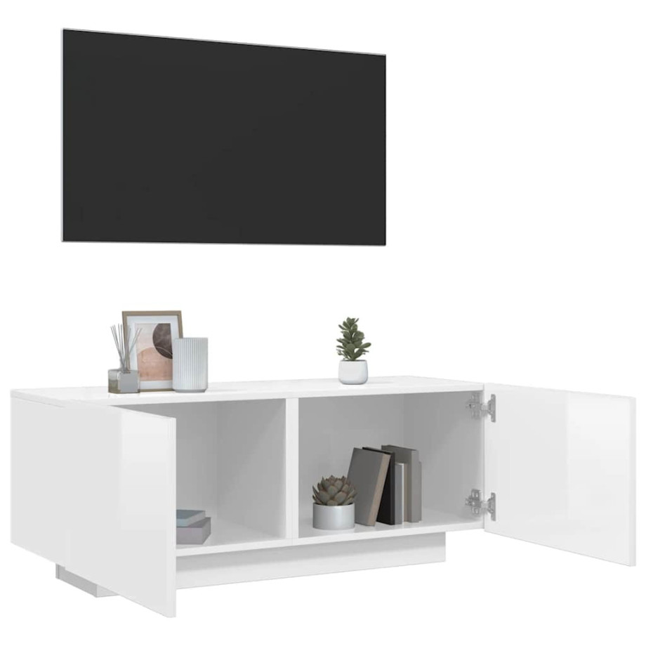 vidaXL Tv-meubel 100x35x40 cm bewerkt hout hoogglans wit afbeelding 1